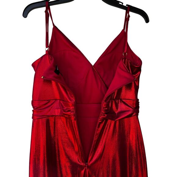 Guess Red Metallic Foil Dress Size 4 Prom Cocktail Strappy NWT $128 - Picture 7 of 11